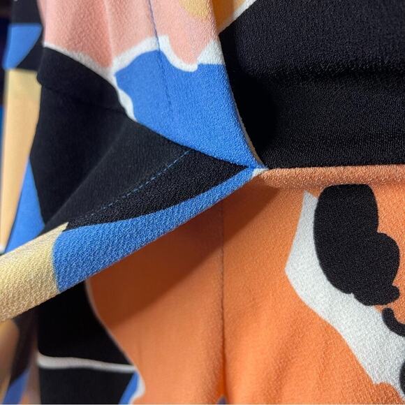 NWT Nine West Colorful Abstract Floral Front Tie Faux Wrap Dress Size XXL - Picture 9 of 9